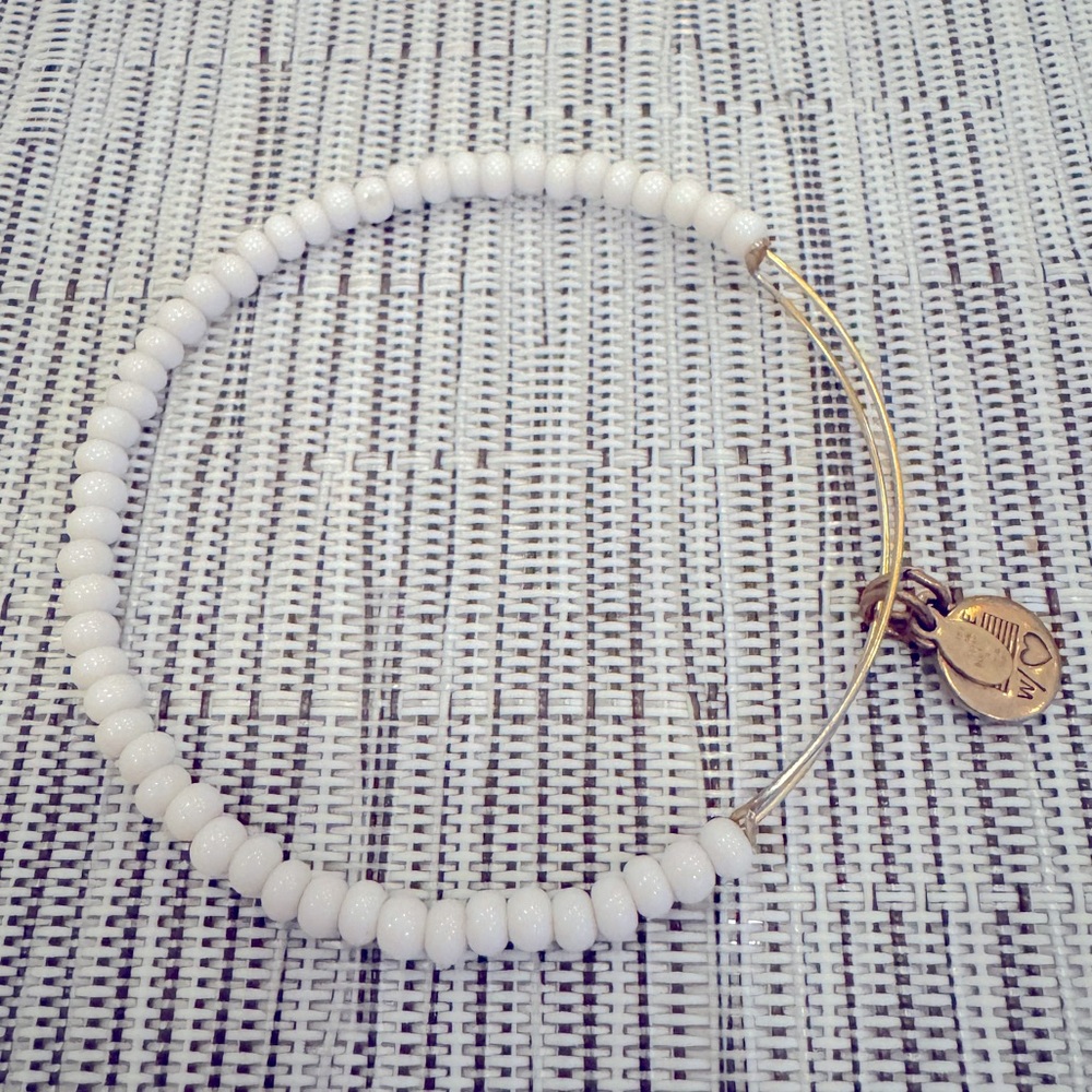 Alex and Ani White Beaded Bangle Bracelet